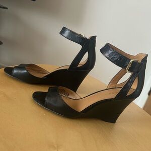 Nine West Black Wedge Sandals